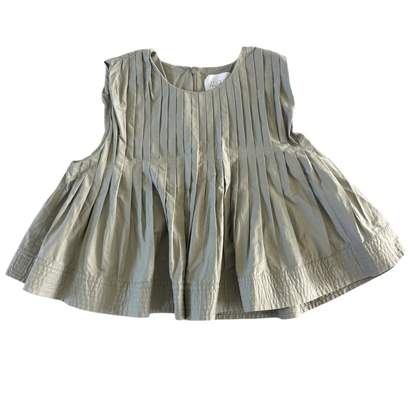 Mare Mare x Anthropologie Pleated Structured Swing Top Tank Moss XL $120 - Picture 4 of 10